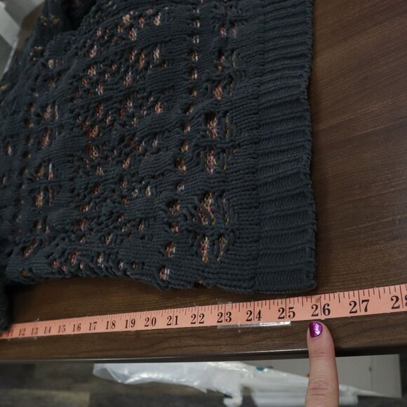 POL Chunky Distressed Sweater Womens S Purple Grunge Boho Normcore Hooded - Picture 15 of 16